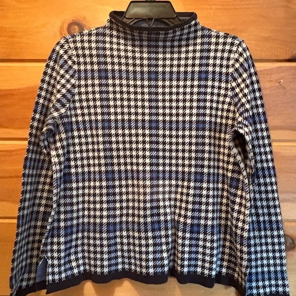 crown & ivy Sweaters - Crown & Ivy Blue, Black and White Turtleneck Sweater